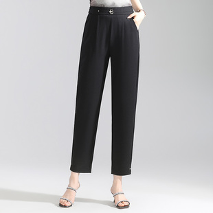 妈妈裤子春装长裤休闲直筒小个子中老年人女裤奶奶装春秋松紧高腰