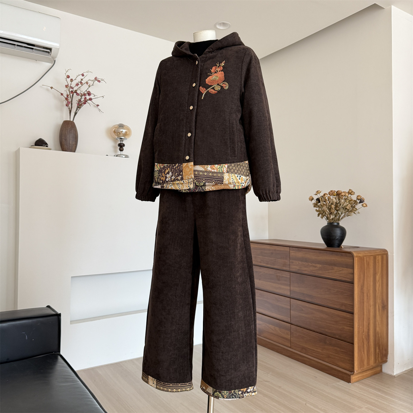 中老年女装棉服套装女妈妈装