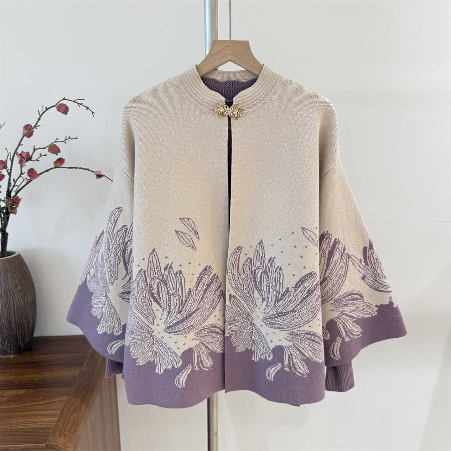 中老年女春秋上衣新中式毛衣