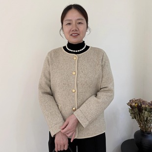 妈妈时尚针织小香风外套中年女装2026新款中老年春秋洋气短款上衣