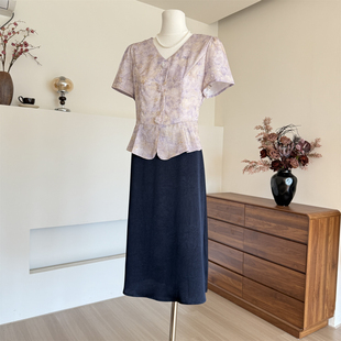 妈妈端庄大气夏装短袖连衣裙中老年女夏季减龄贵夫人半身裙子套装