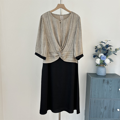 妈妈夏装气质短袖套装连衣裙