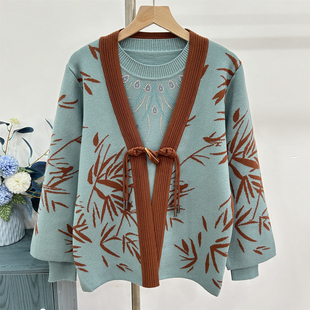 妈妈春秋装短款外套高贵50岁老年人上衣套装洋气中老年女针织开衫