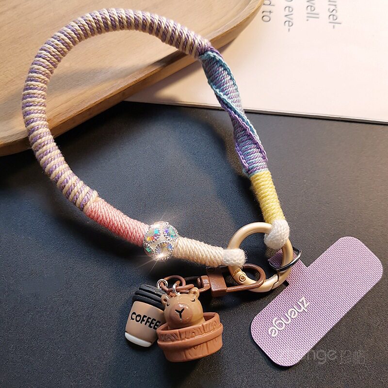 多巴胺手机挂绳女士手腕短款可爱吊坠挂件户外便携旅游防丢手提链