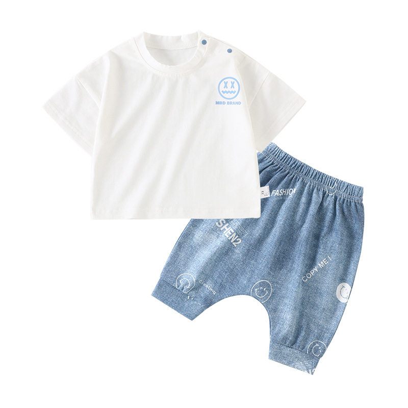 三折品牌特价清仓夏季婴儿短袖套装宝宝大屁屁裤中小童两件套韩版