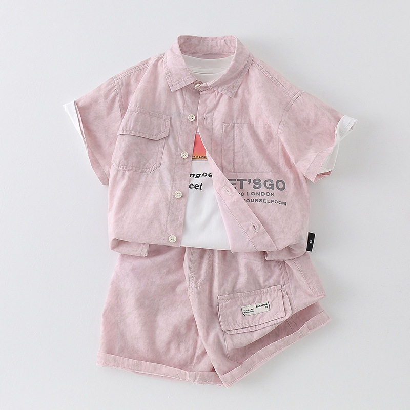 三折品牌特价清仓夏装套装小男孩洋气短袖三件套婴儿宝宝夏天衣服