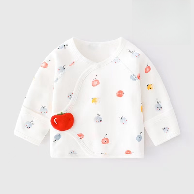 三折品牌撤柜清仓婴幼儿春秋季半背衣纯棉和尚服新生儿魔术贴上衣