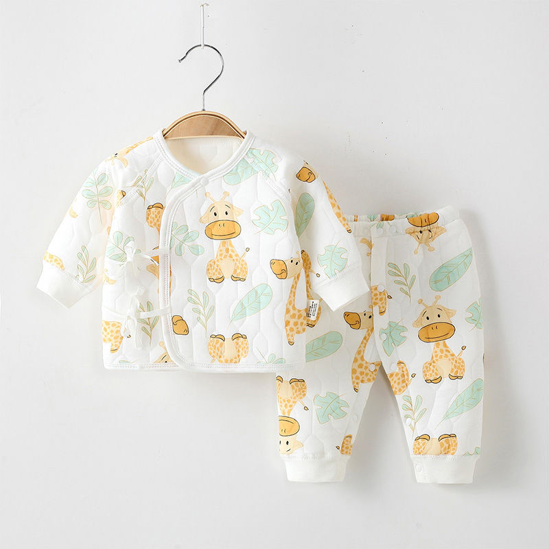 三折品牌清仓撤柜婴幼儿秋冬夹棉加厚婴儿纯棉无骨套装新生儿套装