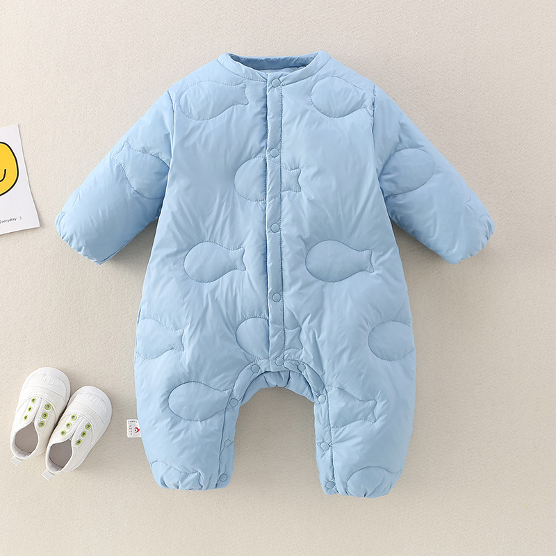 三折品牌清仓撤柜婴幼儿春秋冬季加绒保暖爬服宝宝连体衣羽绒服