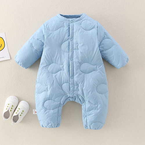 三折品牌清仓撤柜婴幼儿春秋冬季加绒保暖爬服宝宝连体衣羽绒服
