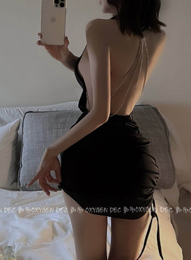 DEC绝美背影*性感睡衣女冰丝露背纯欲蕾丝高级感吊带睡裙可外穿