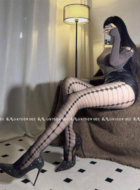 DEC私欲缠绵 超薄黑丝镂空禁欲系性感丝袜交叉透视诱惑打底连裤袜