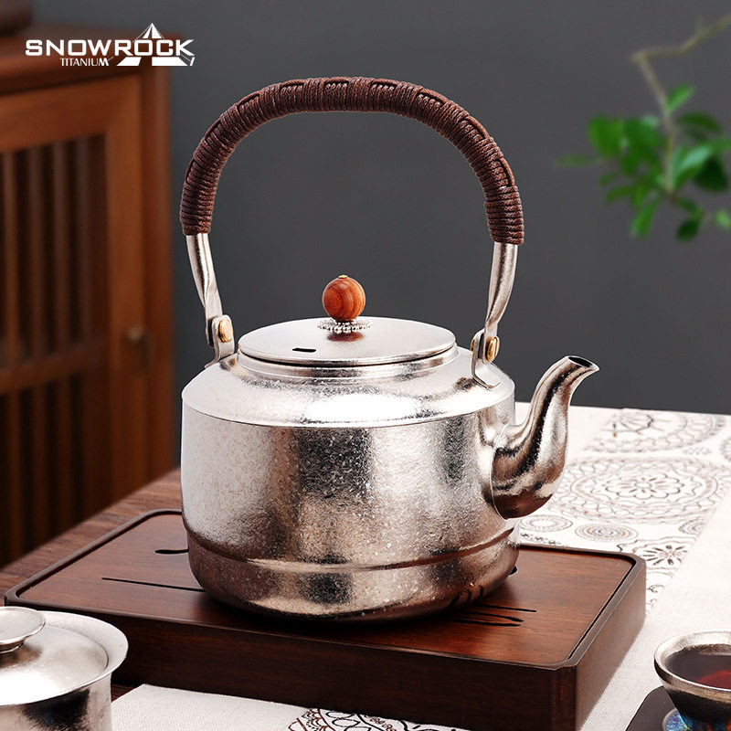 SNOWROCK新款纯钛大提梁壶烧水壶茶壶煮茶家用电陶炉加热钛壶