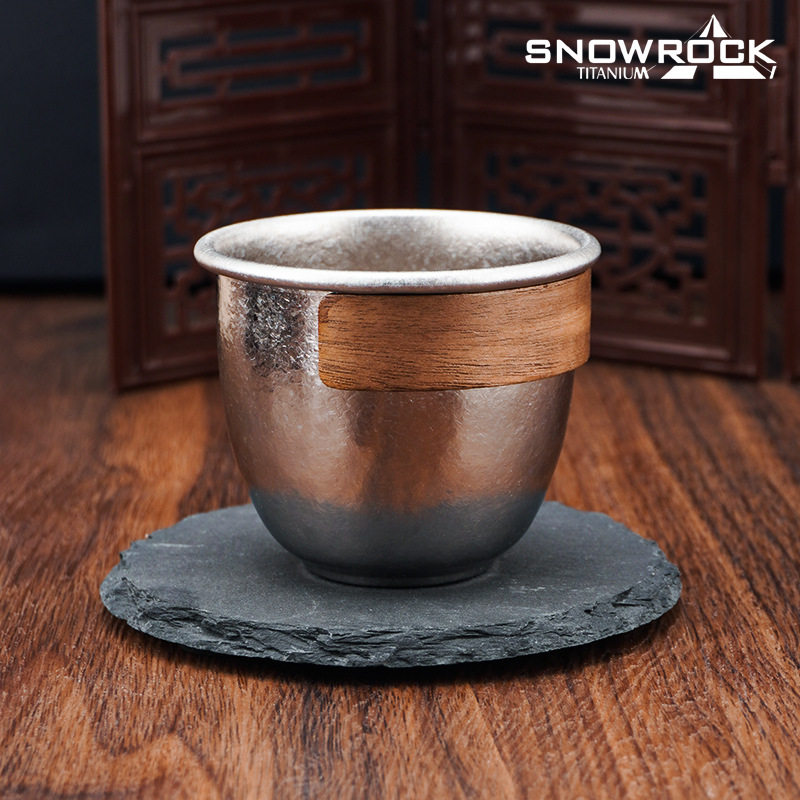 SNOW ROCK纯钛快客杯旅行功夫钛茶具套装便携复古盖碗户外主人杯