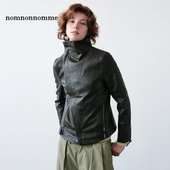 皮衣夹克外套 款 「双十二新品 」nomnonnomme斜门襟翻领高领修身