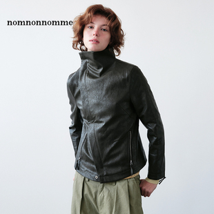 皮衣夹克外套 款 「双十二新品 」nomnonnomme斜门襟翻领高领修身