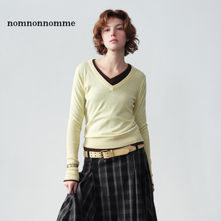「双十二新品 」nomnonnomme超细美利奴澳毛简约V领合身针织套头衫