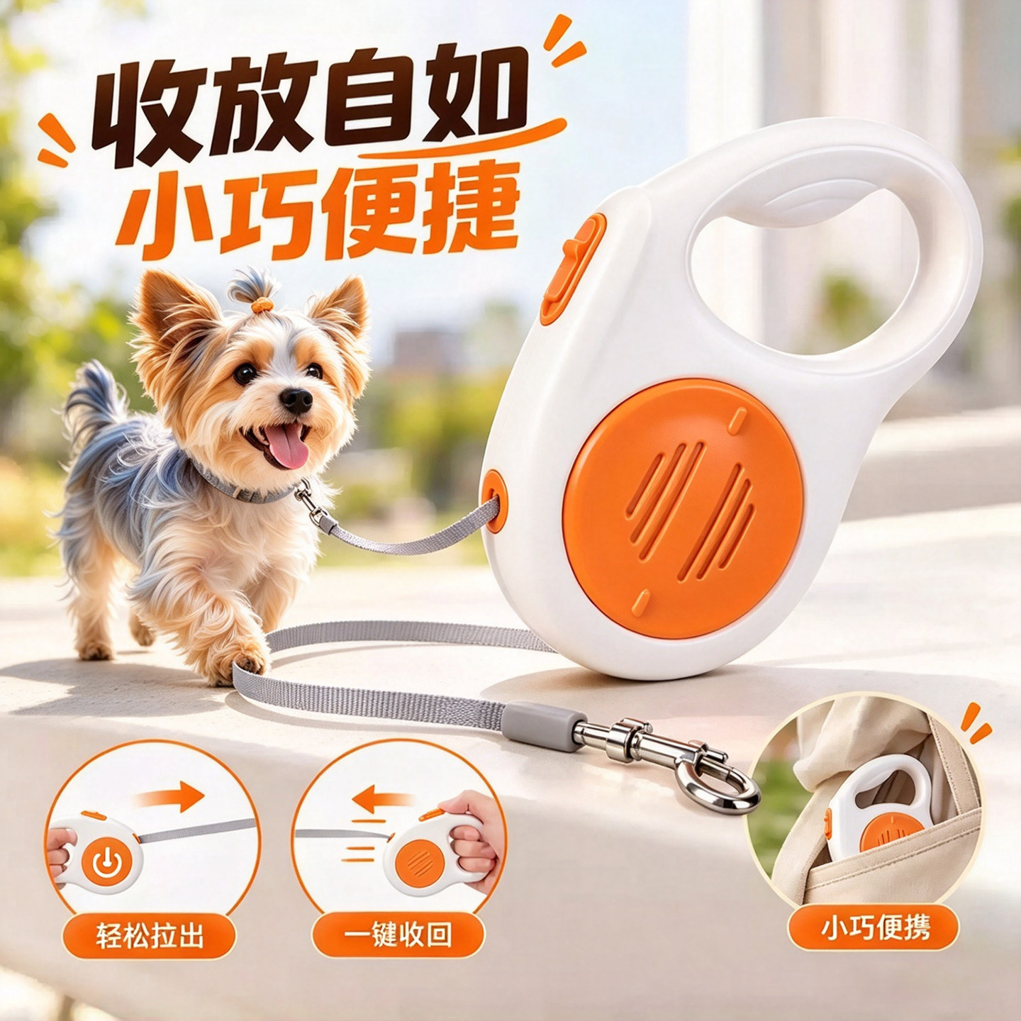 德国宠物牵引绳自动伸缩户外牵引器防爆冲狗绳宠物用品便携牵引绳