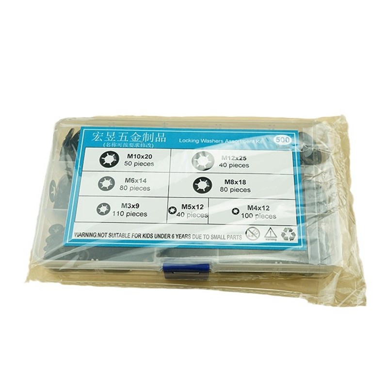 500pcs梅花i孔挡圈轴承夹挡圈梅花型轴承夹挡圈65锰钢3-12套装