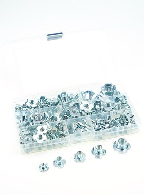 110pcs冷镦蓝白锌 四爪螺母  木板镶嵌螺帽M4M5M6M8M10盒装套装