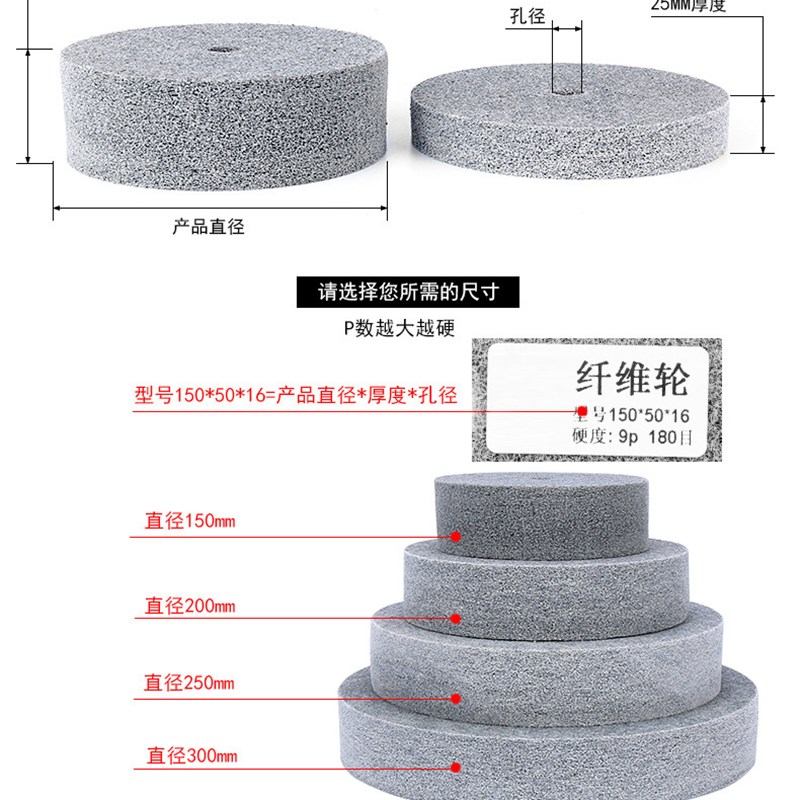 【150*5e0*16不织布尼龙研磨抛光轮不锈钢拉丝特种纤维轮