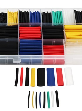 580PCS 盒装环保彩色热缩套管 彩色热缩管组合T 电线保护套管