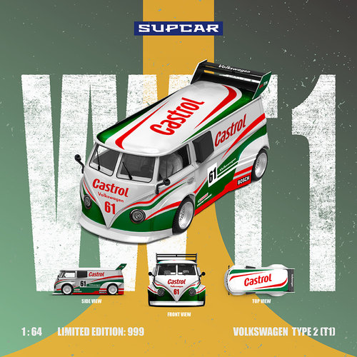 SC 1:64 大众T1 Castrol 61号 仿真合金汽车模型 收藏摆件礼品