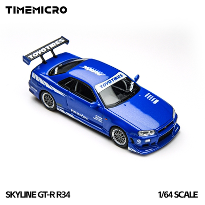 TM & PSC 1:64 Skyline 尼桑GT-R R34 合金仿真汽车模型 摆件