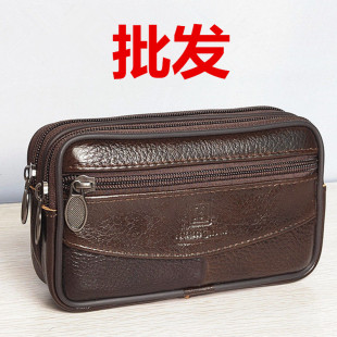 挂腰手机袋钱包穿皮带腰包中老年农民工手机包别腰牛皮横款批发