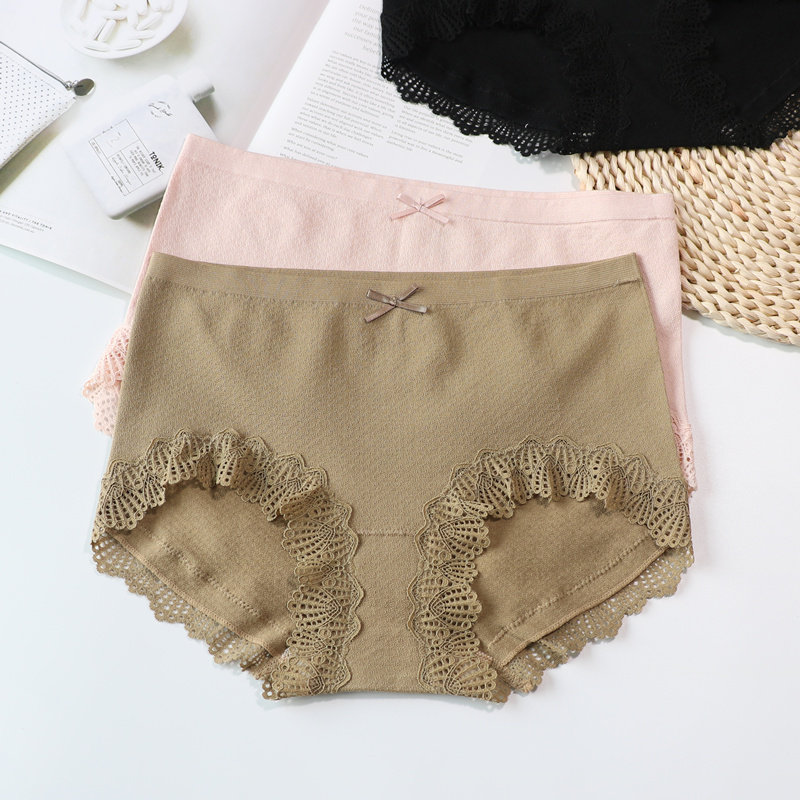 莫代尔中腰内裤女无痕蕾丝边包臀大码三角短裤胖MM纯棉内裆不卡臀,女士内衣/男士内衣/家居服,女三角裤,淘宝优惠券,粉丝福利购,淘宝优惠卷