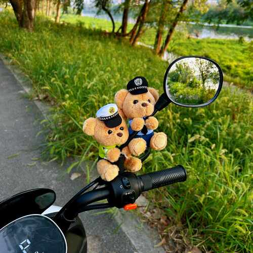 摩托车自行车毛绒公仔饰品挂件