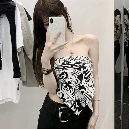 马蹄梵文满印背心吊带女夏季多用途显瘦高级感丝滑丝巾围巾头巾潮
