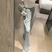 十字架满天星烫钻长裤 女夏小众垂坠感托地设计感抽绳松紧腰休闲裤