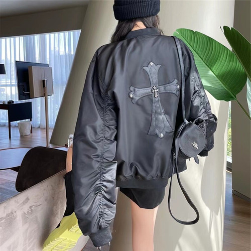 十字架金属皮标设计感薄款棒球服