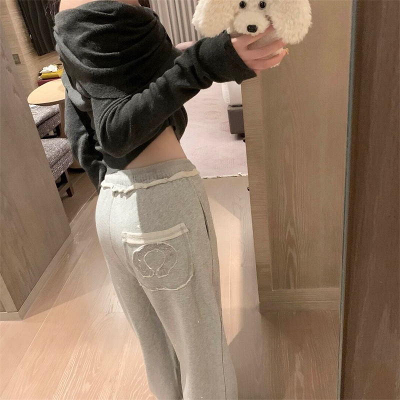 马蹄梵文刺绣贴布松紧腰百搭卫裤