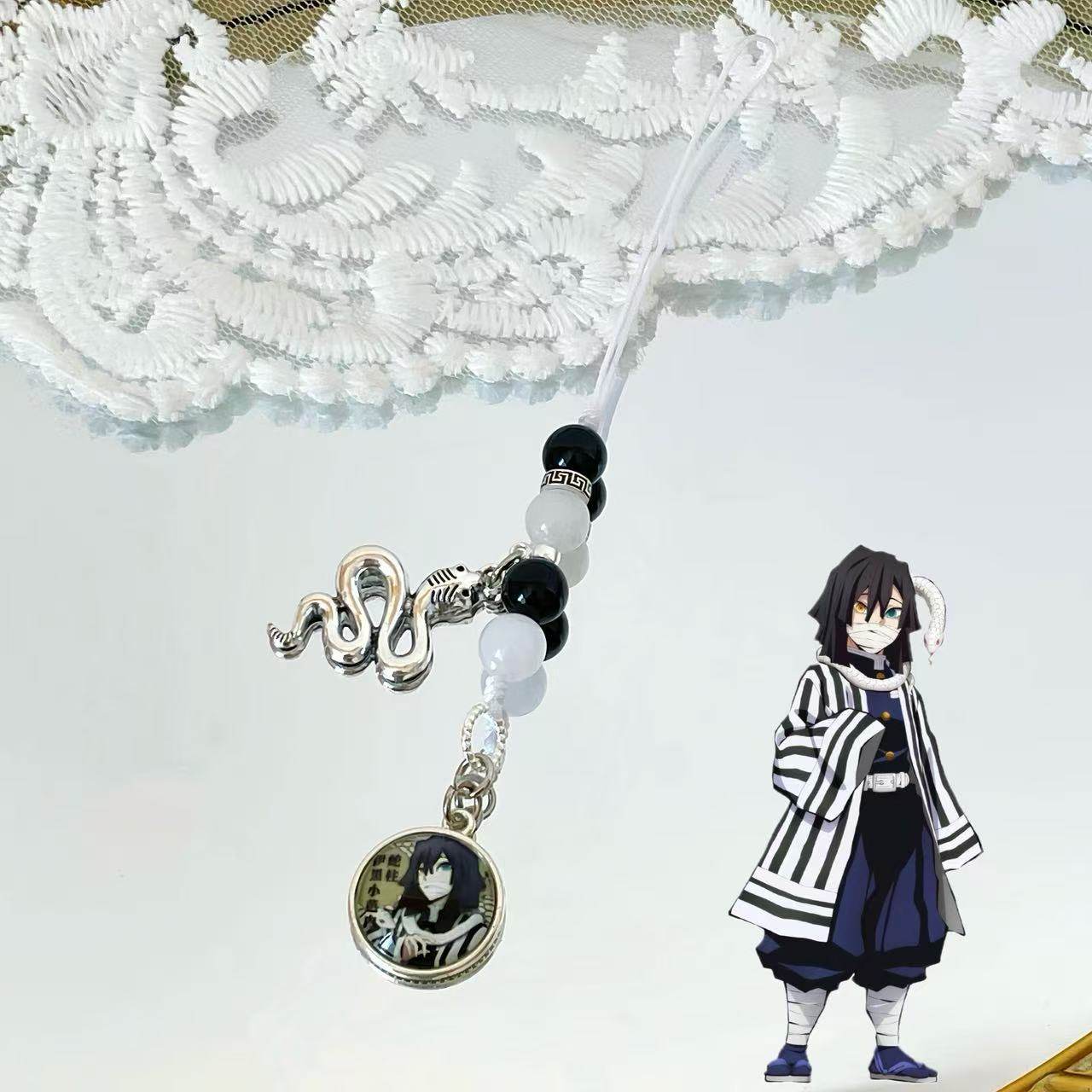 鬼灭之刃周边手机链伊黑小芭内我妻善逸手机壳挂绳书包挂件挂饰