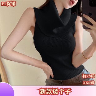 秋季女装150cm矮个子小个子XXS套头背心毛衣打底针织衫上衣百搭女