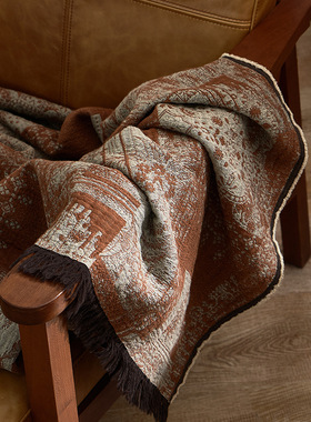 全棉毛毯沙发盖毯民宿床尾巾办公室北欧床尾毯140×190cm色织提花