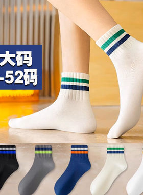 大码横条纯棉男袜春秋中厚