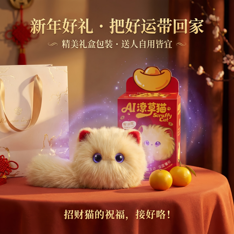 【招财纳福】ai智能对话玩具电子宠物毛绒猫机器人儿童生日礼物