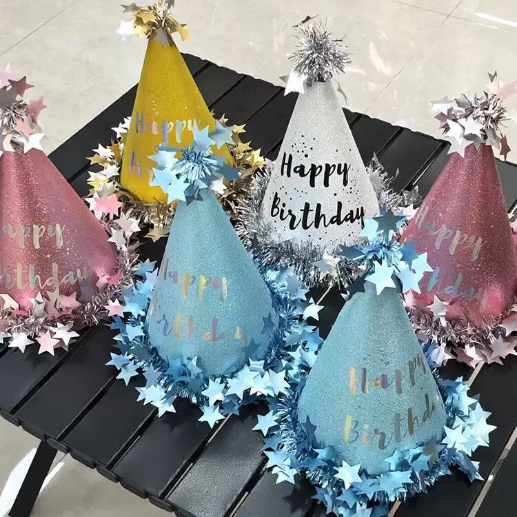 少女粉色星星生日帽拍照道具派对party头饰氛围感女生帽子装饰品