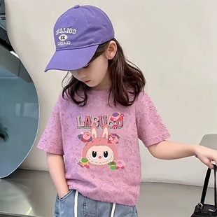 短袖 可爱卡通女童夏季 t恤卡通儿童女孩童洋气上衣服 童装 2025夏季