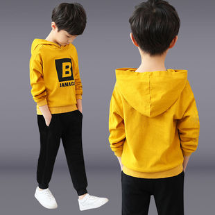 中大童洋气连帽韩版 2019童装 新款 男童春秋套装 两件套纯棉帅气男孩