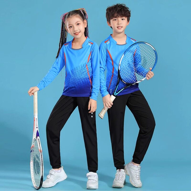 羽毛球服长袖套装男女儿童秋冬训练服乒乓球服套装速干透气运动服
