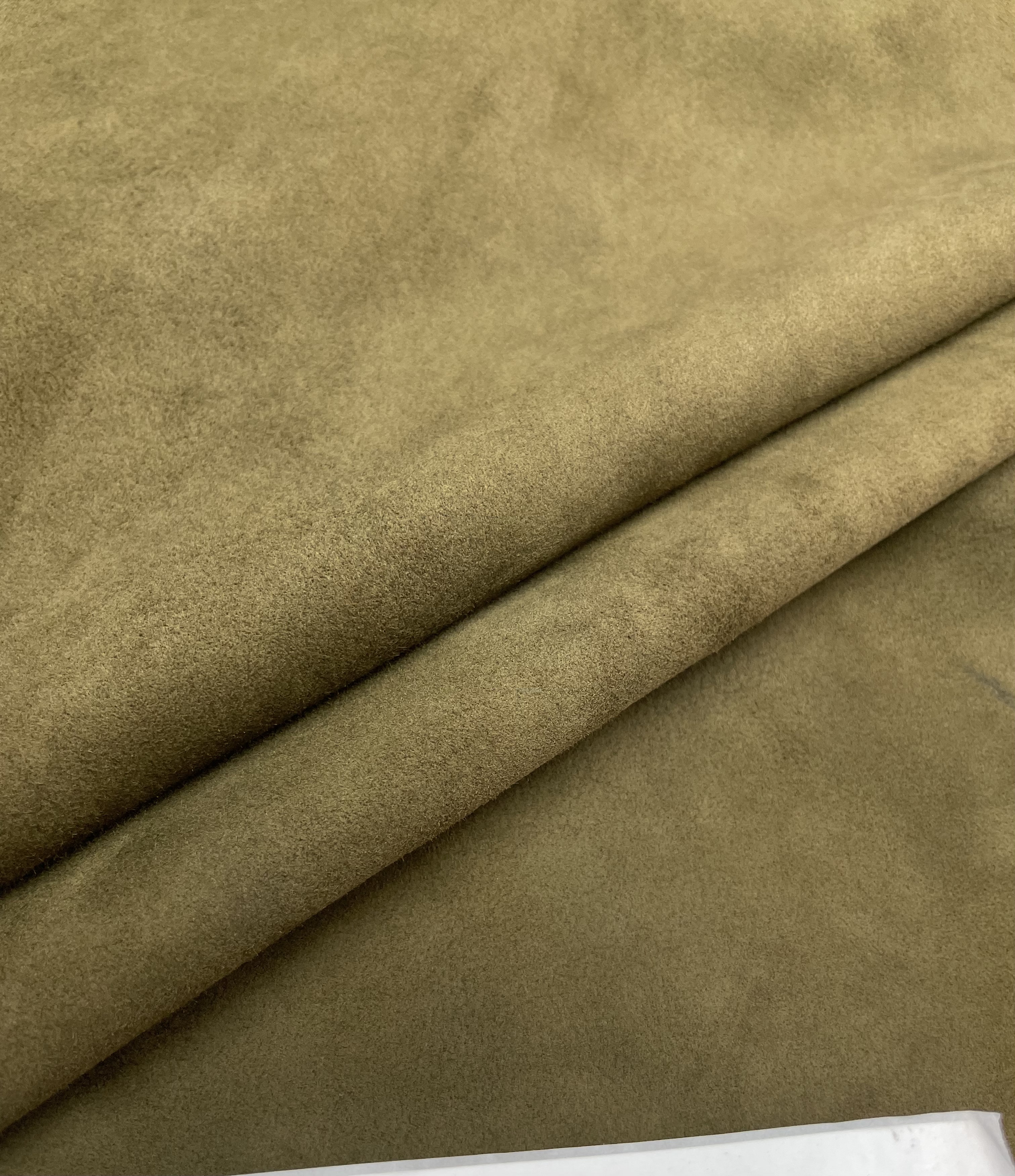 阳光手工diy皮料 意大利进口头层橄榄绿羊反绒 手感软 厚度0.7mm