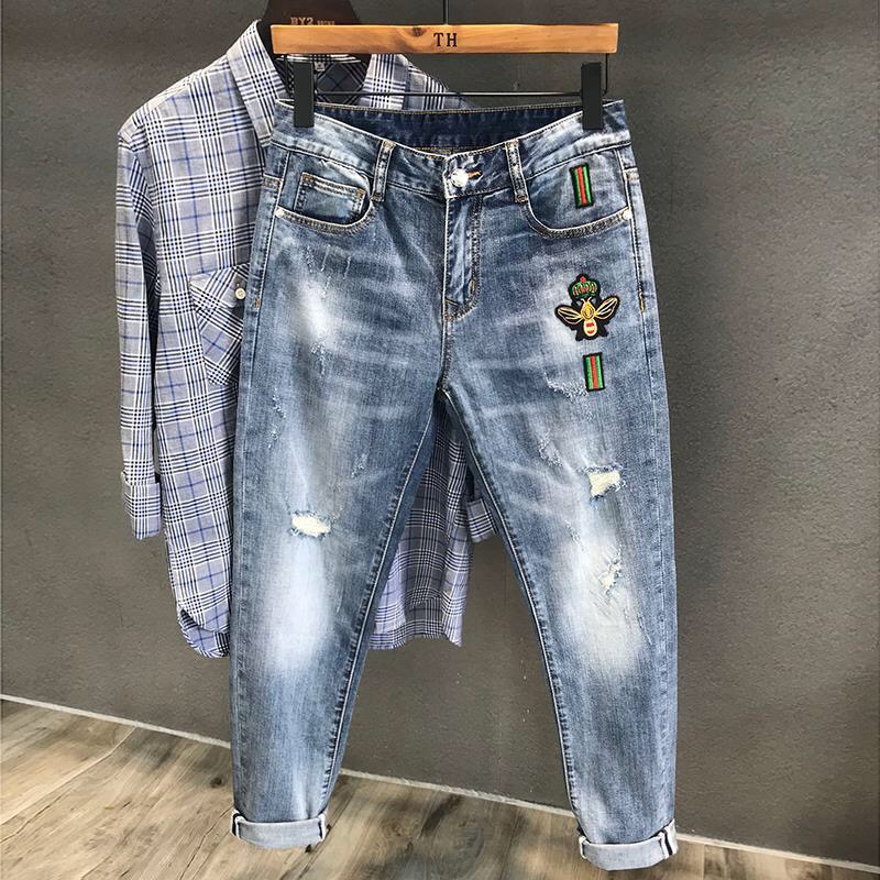 网红春秋潮流修身小脚夏季牛仔裤