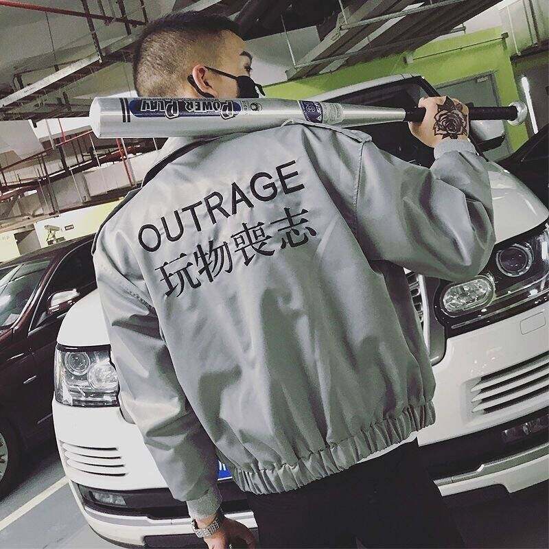 秋冬加绒加厚夹克男装修身潮牌ins2024新款精神小伙炸街痞帅外套