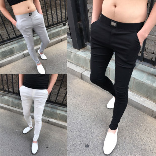 快手红人同款男休闲裤弹力紧身显瘦社会小伙裤子九分小脚修身静版