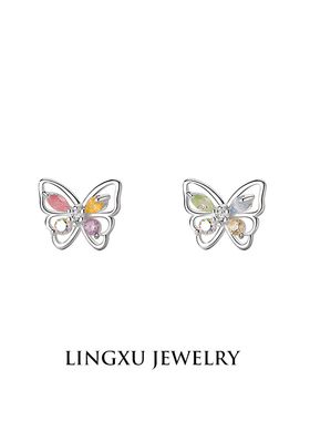 S925纯银蝴蝶结耳钉女小众设计感百搭养耳睡觉不用摘耳环2024新款