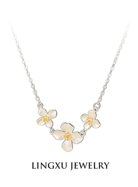 S999足银栀子花锁骨项链女